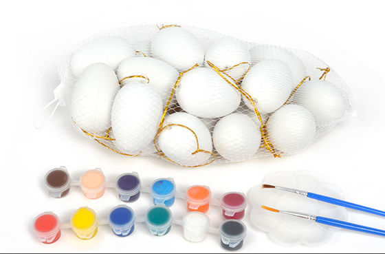 Assorted colors Plastic Easter eggs with Acrylic paint and brush for KIDS DIY painting Wooden and Plastic Easter Eggs supplier