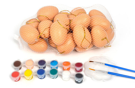 Assorted colors Plastic Easter eggs with Acrylic paint and brush for KIDS DIY painting Wooden and Plastic Easter Eggs supplier