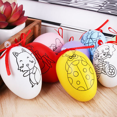 Assorted colors Plastic Easter eggs with Acrylic paint and brush for KIDS DIY painting Wooden and Plastic Easter Eggs supplier