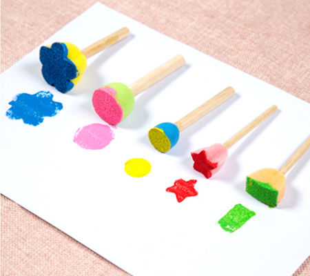 Kids DIY Hobby Acrylic Watercolor Painting Art Craft Plastic Handle Foam Paint Roller mini Sponge stamp roller brush supplier