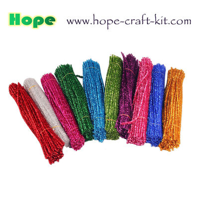 Glitter chenille stems pipe cleaners for children creative DIY craft kit material Polyester or Polypropylene fiber+ Wire supplier