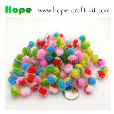 Assorted color &amp; sizes soft shinning glittering Pom pom ball beads for hobbies and kids hand-crafted DIY material supplier