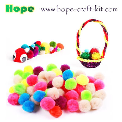 Assorted color &amp; sizes soft shinning glittering Pom pom ball beads for hobbies and kids hand-crafted DIY material supplier