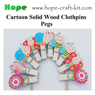 Natural Wood Color Solid Wooden Clothpins Clips Pegs with Animal Fruit Christmas 25 X 3mm supplier