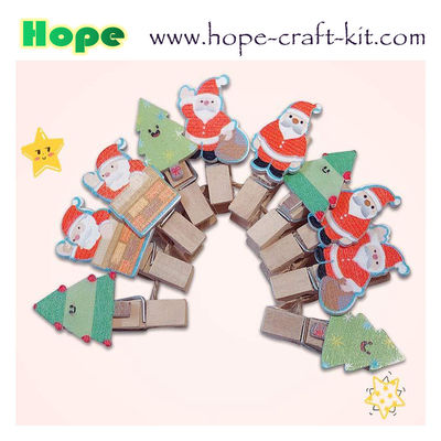 Natural Wood Color Solid Wooden Clothpins Clips Pegs with Animal Fruit Christmas 25 X 3mm supplier