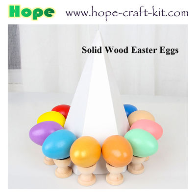 Assorted colors Solid Wooden Easter eggs for kids children DIY Graffiti painging can be with supplier