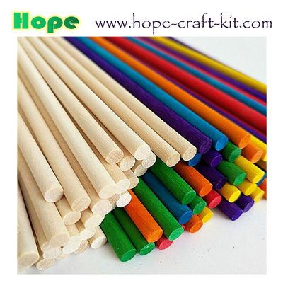 Various size natural color multi-colored round wood dowl wooden rods for children DIY craft work supplier