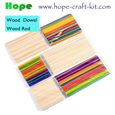 Various size natural color multi-colored round wood dowl wooden rods for children DIY craft work supplier