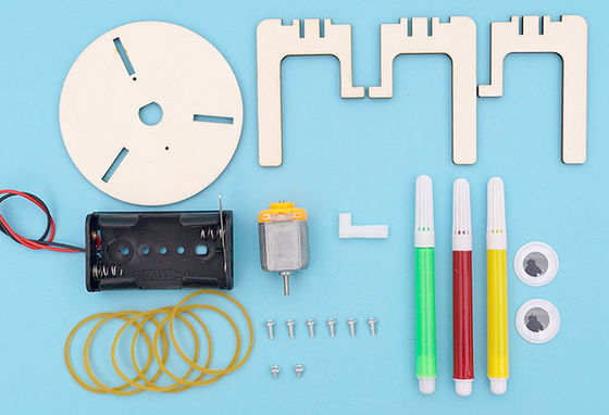 Kids Scientific DIY  Toys Wooden Color Smart Graffiti Doodling Robots Easy Assembly for STEM physics Education OEM ODM supplier